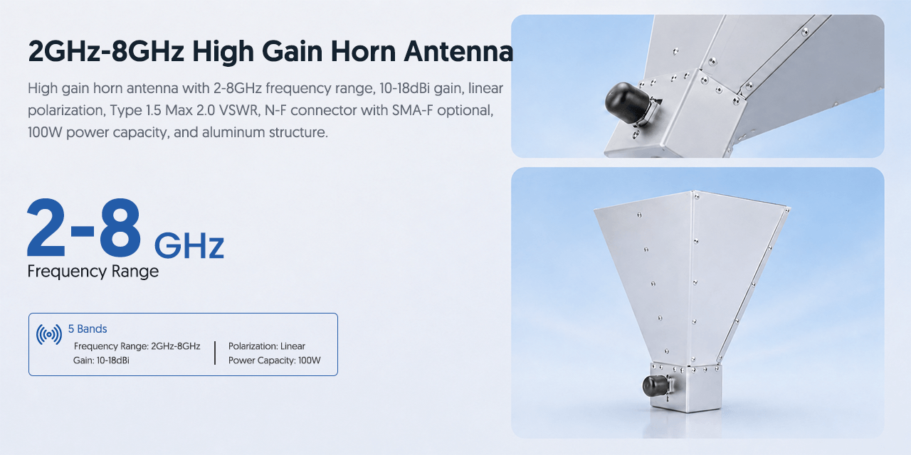 تفاصيل هوائي بوق 2GHz-8GHz