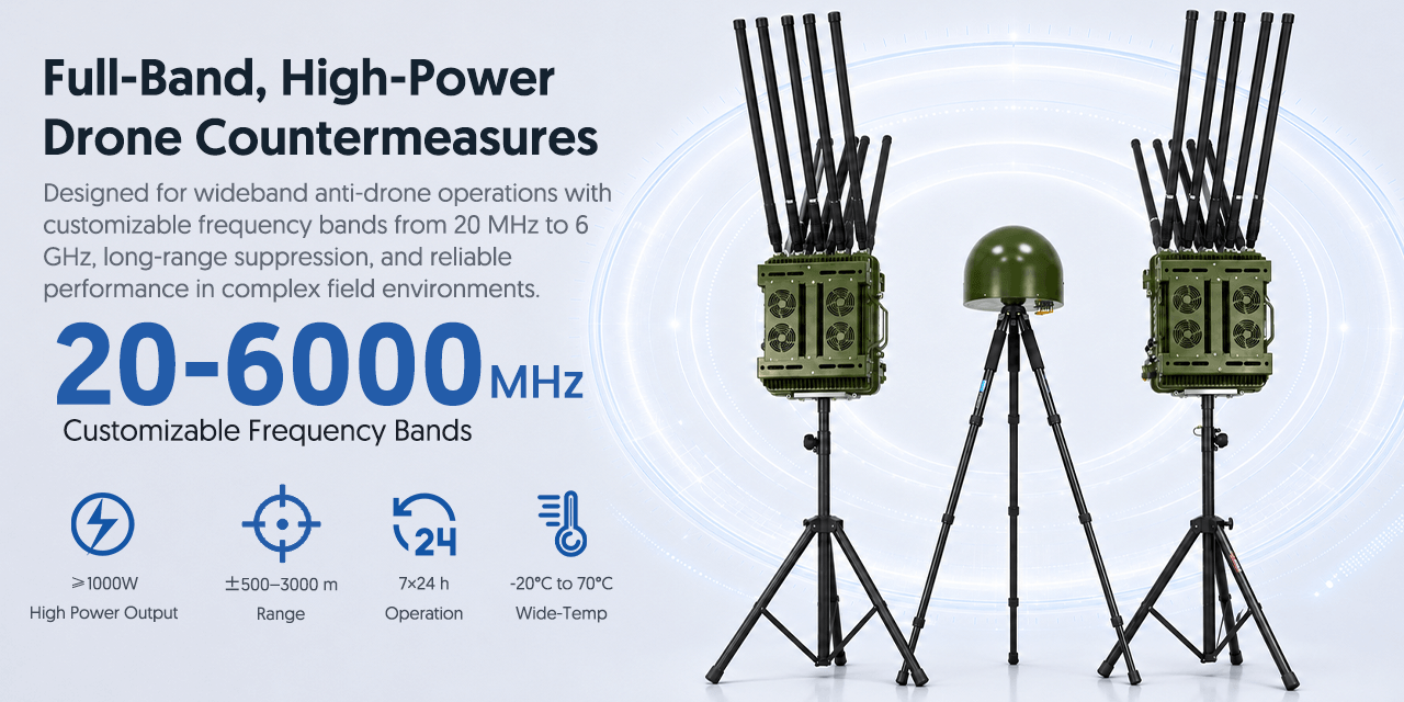 Full-Band High-Power Drone Countermeasures